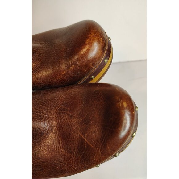 UGG Size 6 Lynnea Chestnut Studded Distressed Clog Boot Foldover Shearling Cuff - Picture 6 of 11